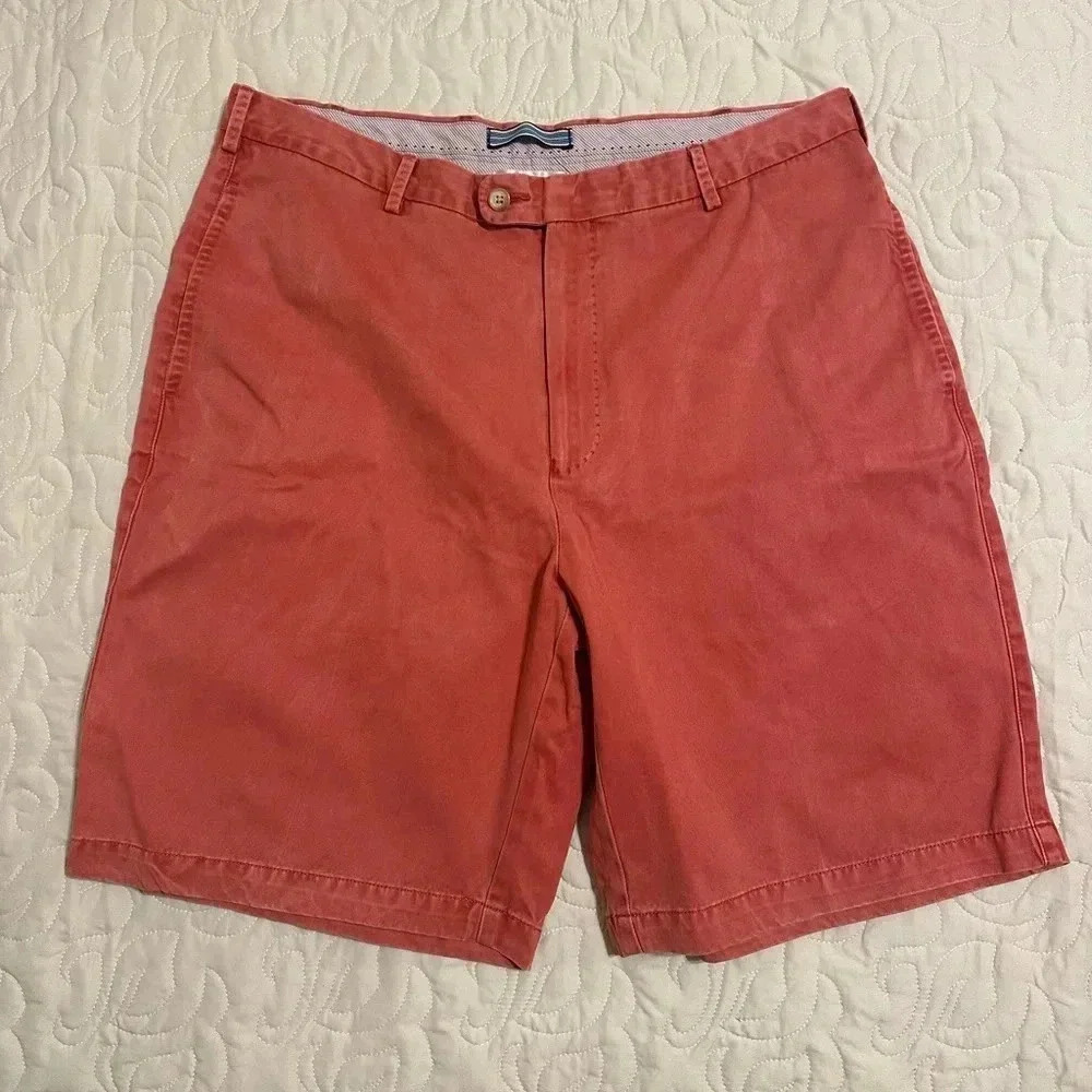Peter Millar Winston Washed Twill Shorts Red Men's 36